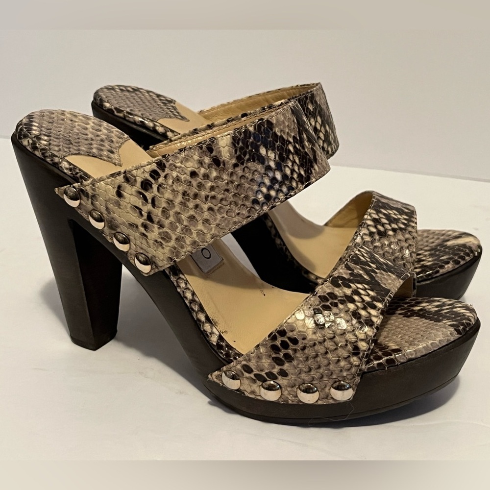 Jimmy Choo Snakeskin Python Slides Sandal Wooden … - image 11